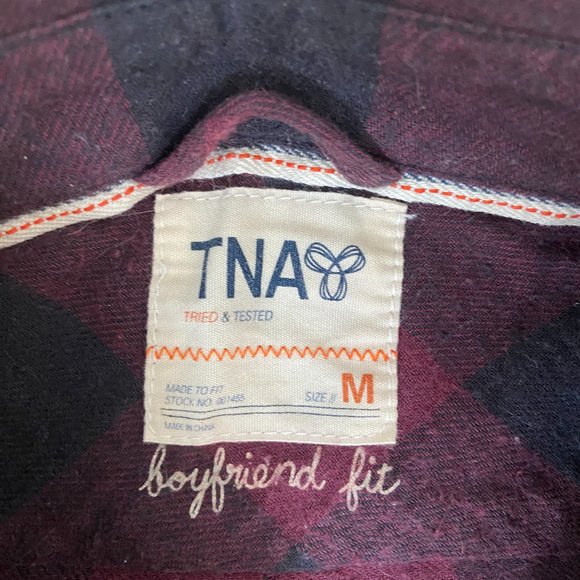 Tna Boyfriend Fit Flannel - Burgundy Buffalo Check - Picture 3 of 3